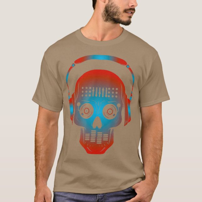 Camiseta Diseño de cráneo de jockey de disco DJ para mezcla (Anverso)