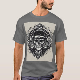 Camiseta Diseño de cráneo intrincado con alas y símbolos