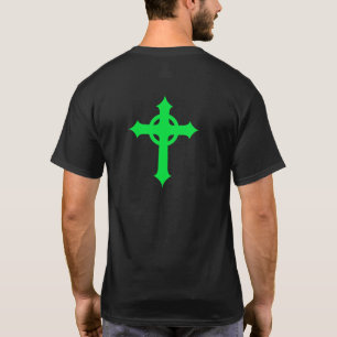 Camiseta Diseño de cruz celta verde en la parte posterior  