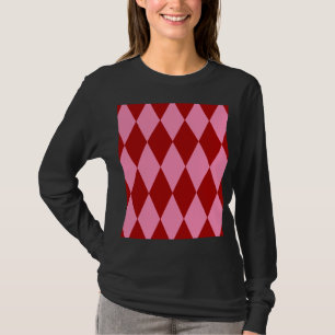 Camiseta Diseño de cuadros arlequín rosa rojo