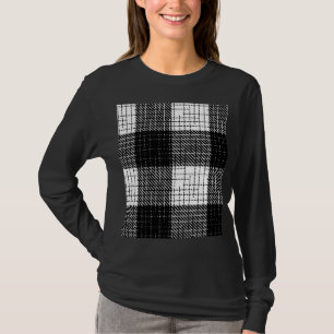 Camiseta Diseño de cuadros escoceses a cuadros negros y bla