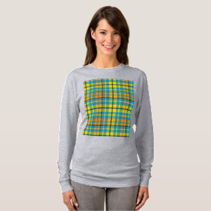 Camiseta Diseño de cuadros escoceses azul amarillo naranja
