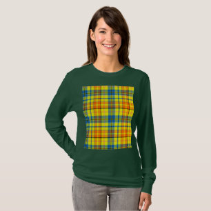 Camiseta Diseño de cuadros escoceses naranja azul amarillo