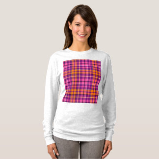 Camiseta Diseño de cuadros escoceses naranja rosa púrpura