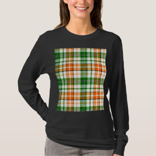 Camiseta Diseño de cuadros escoceses naranja verde blanco