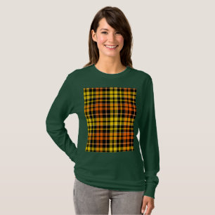 Camiseta Diseño de cuadros escoceses negro amarillo naranja