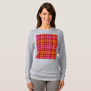 Camiseta Diseño de cuadros escoceses rojo rosa naranja