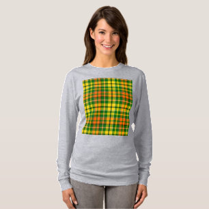 Camiseta Diseño de cuadros escoceses verde amarillo naranja