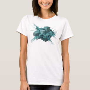 Camiseta Diseño de Cubos Abstractos Azules Frescos