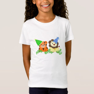 Camiseta Diseño de cumpleaños de tigre y león