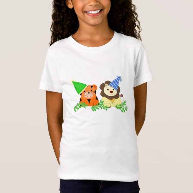 Camiseta Diseño de cumpleaños de tigres y leones (Anverso)