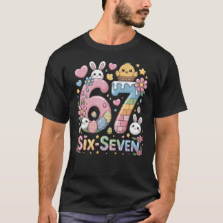 Camiseta Diseño de cumpleaños seis siete del conejo de Pasc