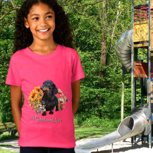 Camiseta Diseño de Dachshund Love Dog en flores silvestres