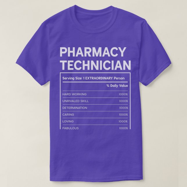 Camiseta Diseño de datos de nutrición de técnicos de farmac (Diseño del anverso)