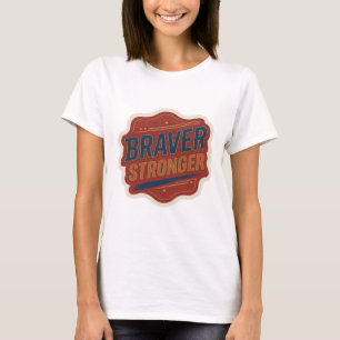 Camiseta Diseño de Declaración Azul Crujiente BRAVER STRONG