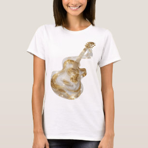 Camiseta Diseño de declaración de GUITARRA DORADA de plata