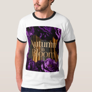 Camiseta Diseño de declaración de otoño con borde floral pú