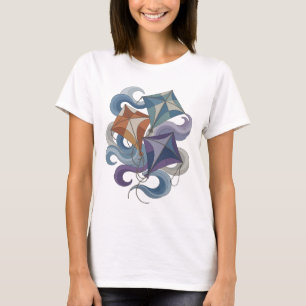 Camiseta Diseño de declaración de VOLAR COMETA Gris Crujien
