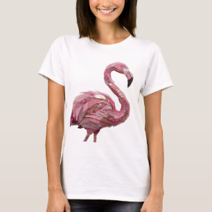 Camiseta Diseño de declaración FLAMENCO ROSA de plata limpi