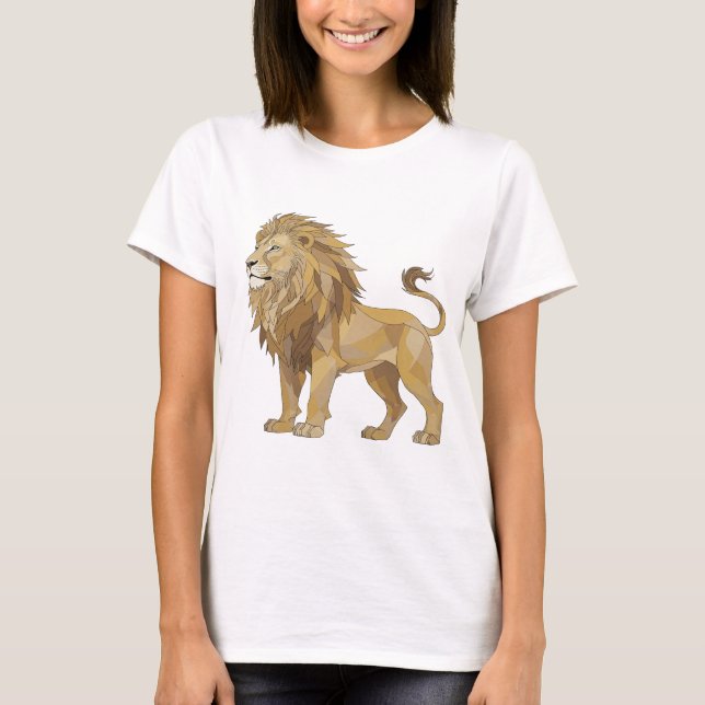 Camiseta Diseño de declaración LION plateado chic (Anverso)