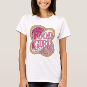 Camiseta Diseño de Declaración Rosa Dinámico BUENA CHICA