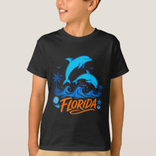 Camiseta diseño de delfines de Florida jugando con olas del