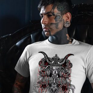 Camiseta Diseño de Demonio de Cráneo de Cabra