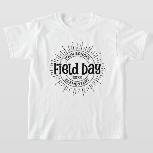 Camiseta Diseño de día de campo de la escuela Sunburst, neg