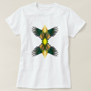 Camiseta Diseño de diamantes de ala doble amarilla
