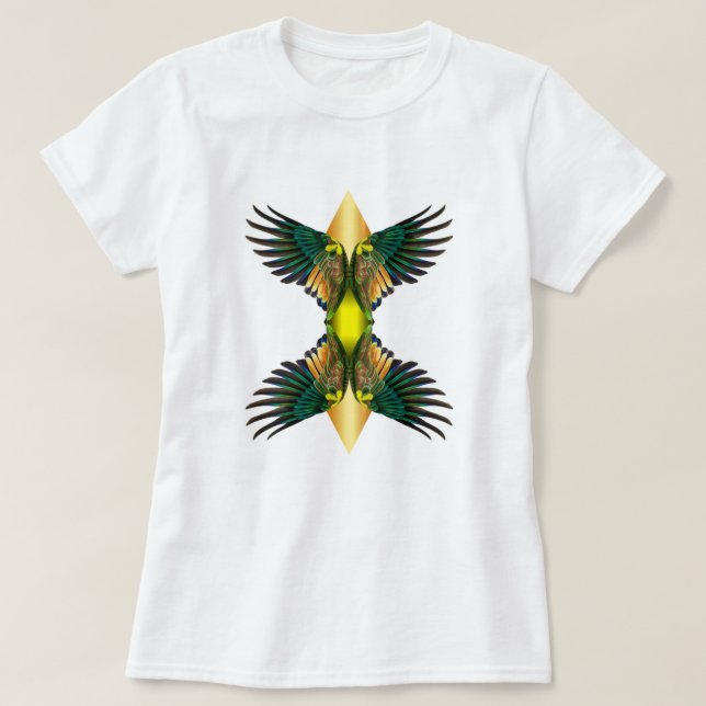 Camiseta Diseño de diamantes de ala doble amarilla (Diseño del anverso)