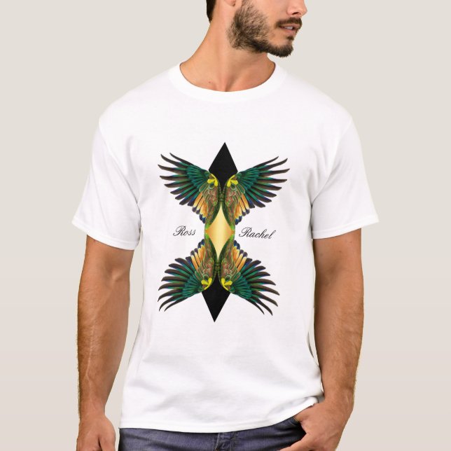 Camiseta Diseño de diamantes de ala doble negra (Anverso)