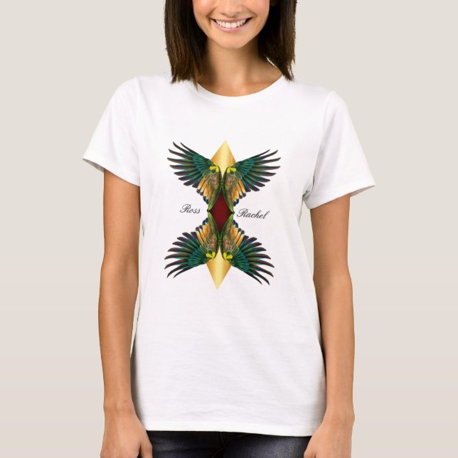 Camiseta Diseño de Diamantes de Alas Dobles Rojas (Anverso)