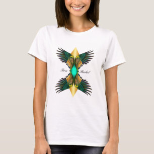 Camiseta Diseño de diamantes de doble ala turquesa
