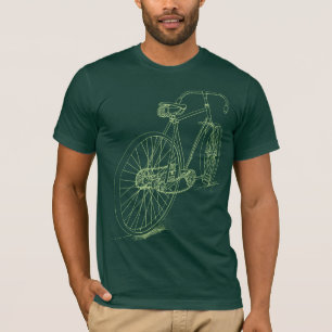 Camiseta Diseño de dibujo de bicicleta retro en verde