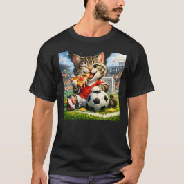 Camiseta Diseño de dibujos animados de gato de fútbol diver