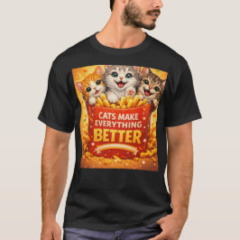Camiseta Diseño de dibujos animados de gatos lindos que hac