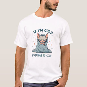 Camiseta Diseño de dibujos animados de humor frío de gato S