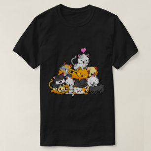 Camiseta Diseño de dibujos animados de montón de gatos Kawa