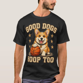 Camiseta Diseño de dibujos animados de perro de baloncesto 