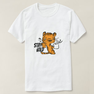 Camiseta Diseño de dibujos animados de tigre amante del caf