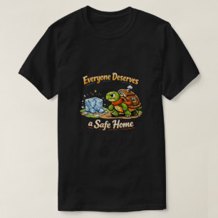 Camiseta Diseño de dibujos animados de tortuga en casa segu