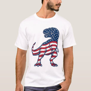 Camiseta Diseño de dinosaurio T-Rex patriota bandera americ