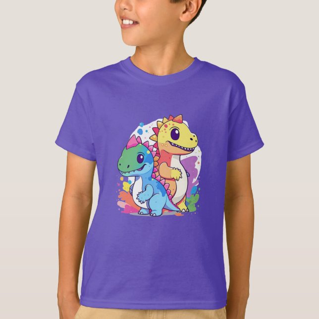 Camiseta Diseño de Dinosaurios Bebés Coloridos (Anverso)