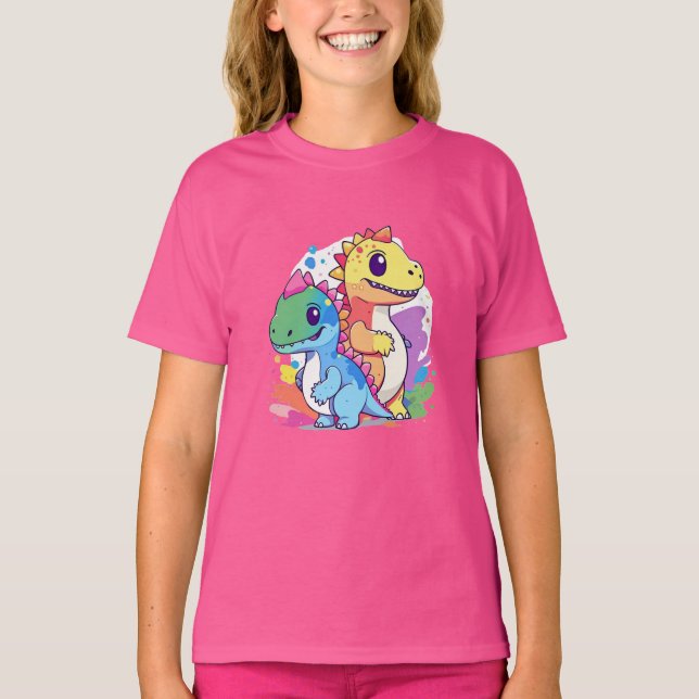 Camiseta Diseño de Dinosaurios Bebés Coloridos (Anverso)