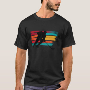 Camiseta Diseño de disco de hockey retro puesta de sol vint