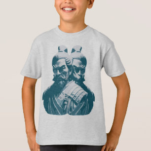 Camiseta Diseño de dos estatuas samurái japonesas
