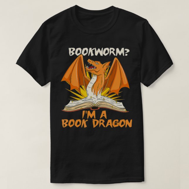 Camiseta Diseño de dragón de libros para un amante de la fa (Diseño del anverso)