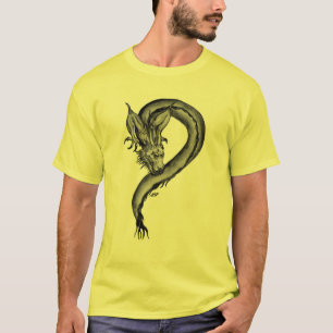 Camiseta Diseño de dragón negro y blanco