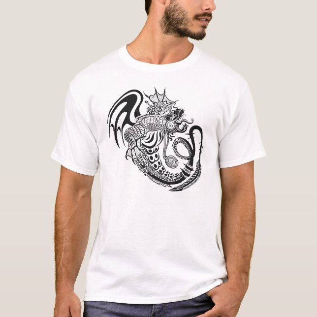 Camiseta Diseño de dragones para órganos blancos y negros (Anverso)