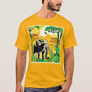 Camiseta Diseño de Elefantes de la Selva Africana